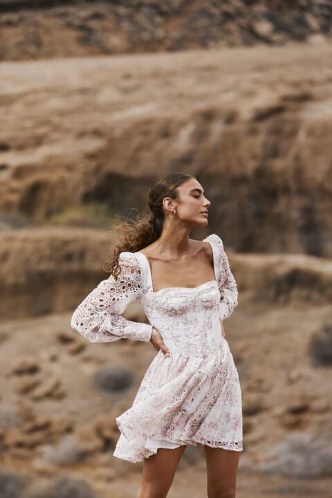 LILA FLOUNCE DRESS in colour TOMATO CREAM