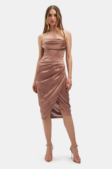 JAMILA CORSET DRESS in colour SAND DOLLAR
