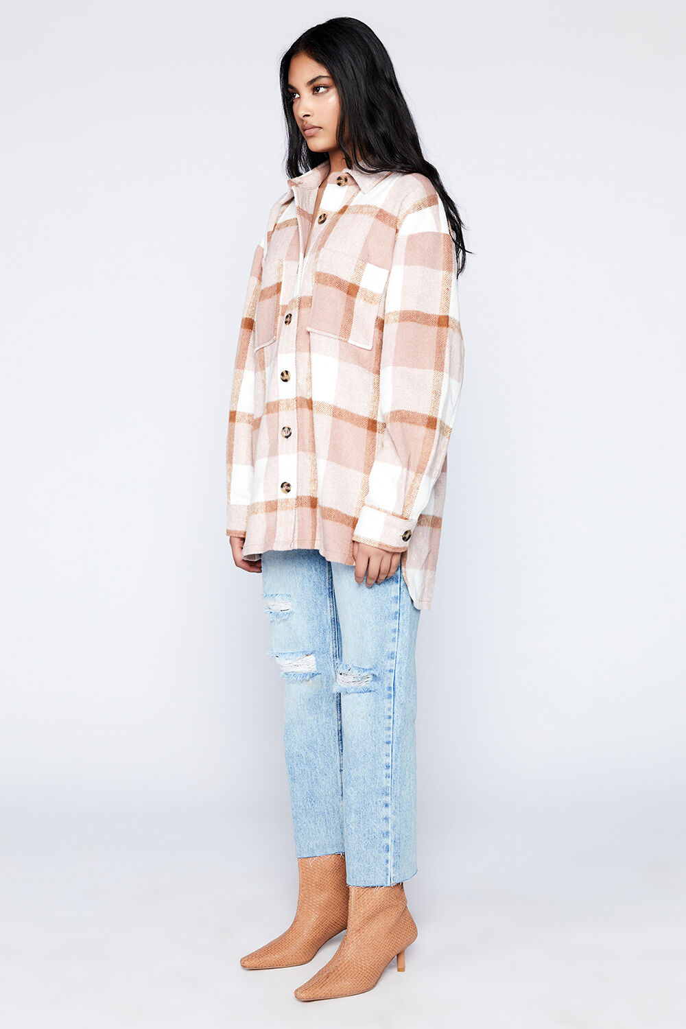 TALIA CHECK SHACKET in colour PEARL