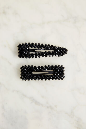 CRYSTAL STONE CLIP SET in colour CAVIAR