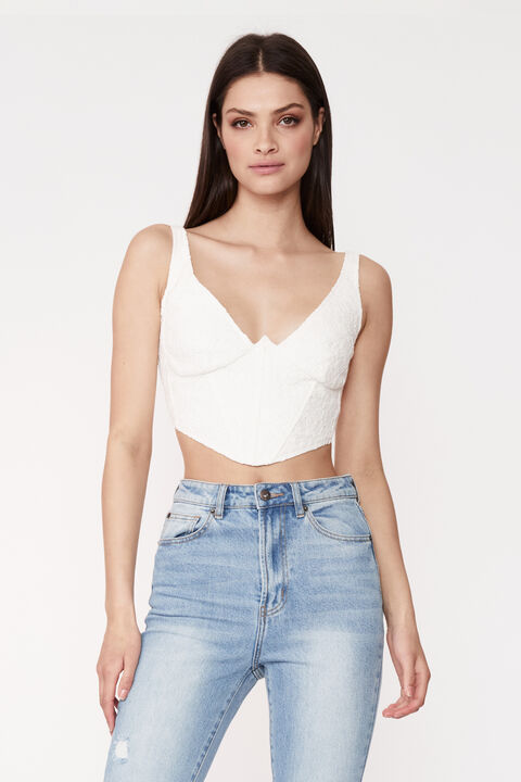 BRONTE LACE CORSET TOP in colour BRIGHT WHITE