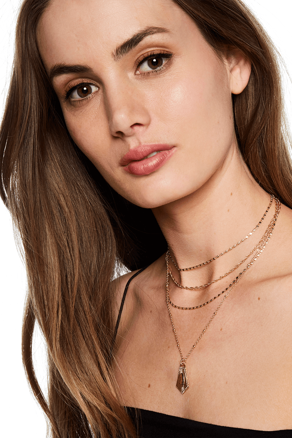 Chain Choker Drop Necklace in Gold Bardot