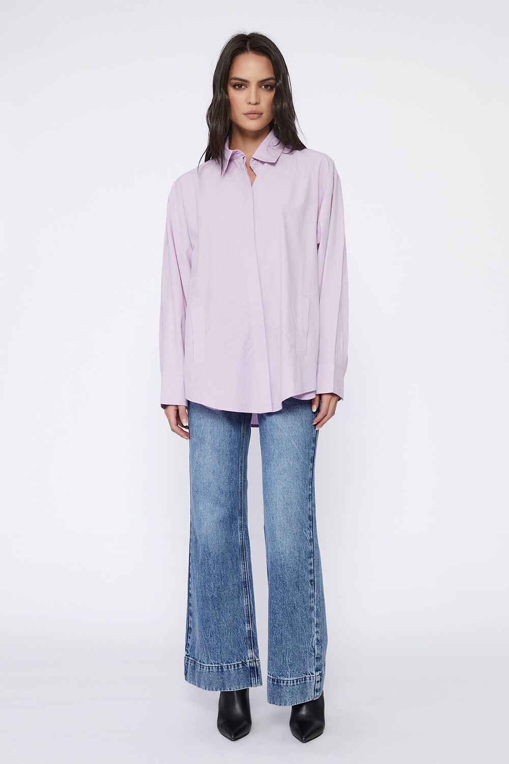 ALYSSA BOYFRIEND SHIRT in colour LILAC CHIFFON