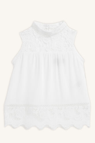 SKYLER LACE TRIM TOP in colour CLOUD DANCER