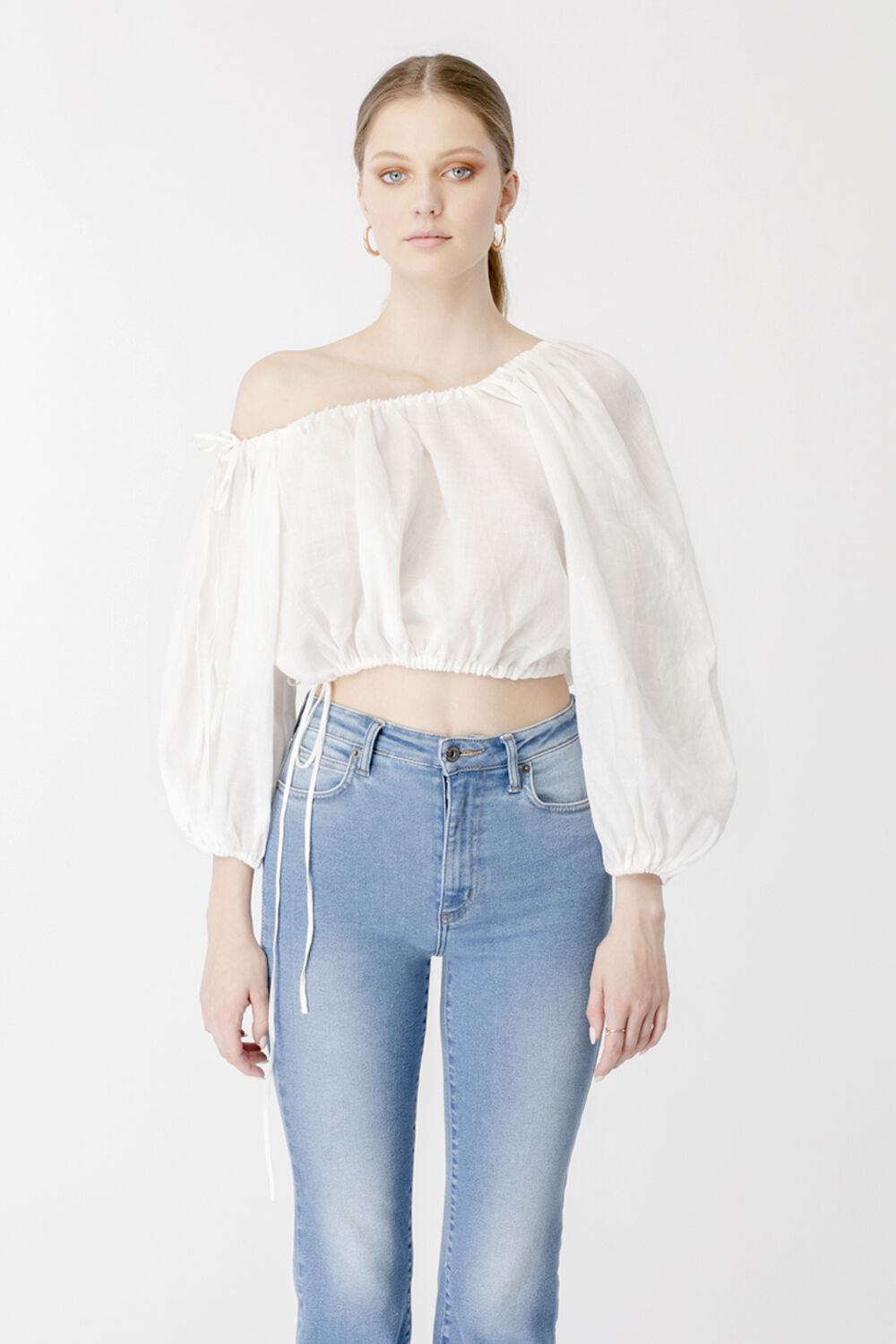 Gianna One Shoulder Top in Ivory | Bardot