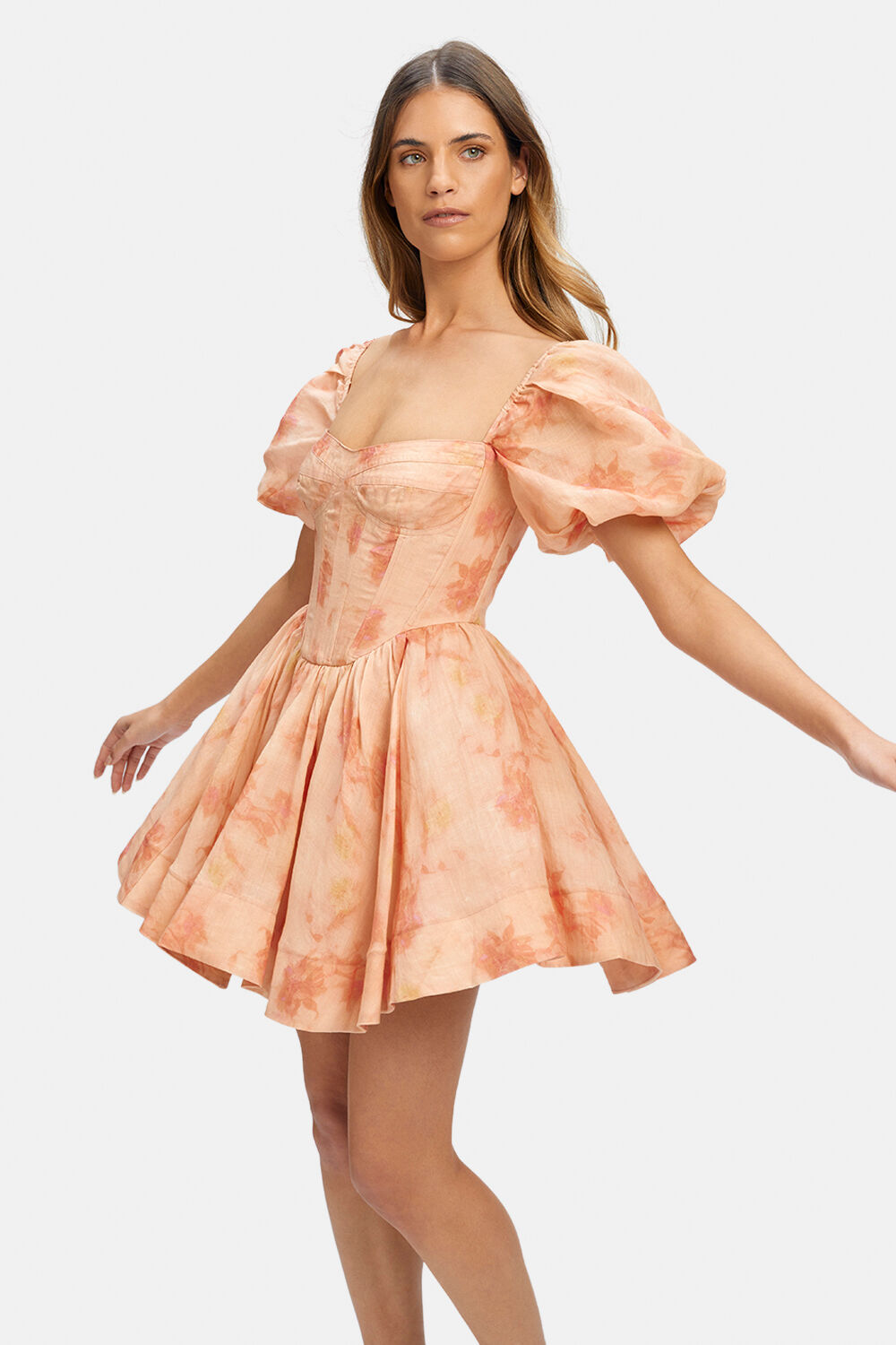 KIAH CORSET MINI DRESS in colour ORANGE PEEL