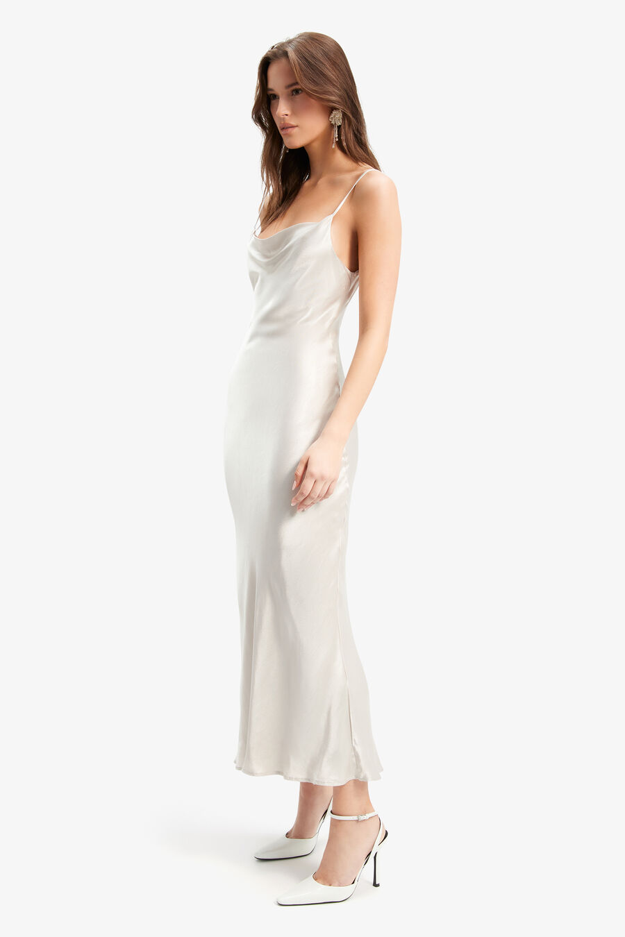 TRINA SLIP DRESS in colour OYSTER