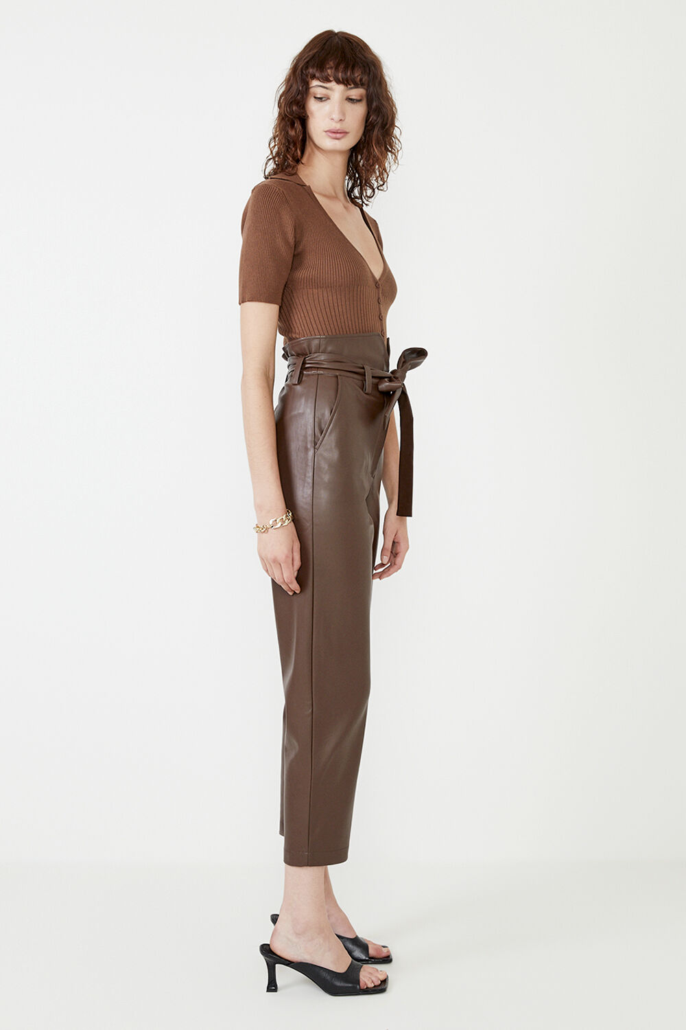 DEBBIE VEGAN LEATHER PANT in colour CHOCOLATE BROWN