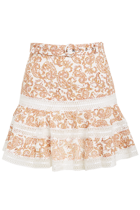 PAISLEY SKIRT in colour AMBER BROWN