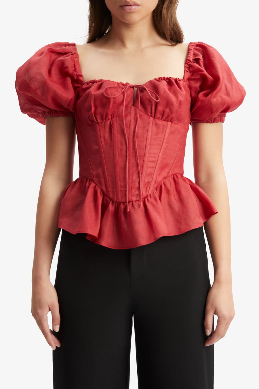 Esra Puff Sleeve Corset Top