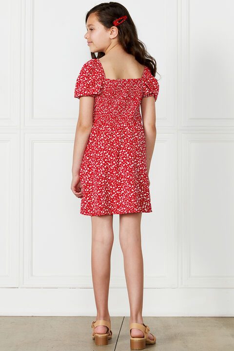 Holly Shirred Dress in colour RIBBON RED