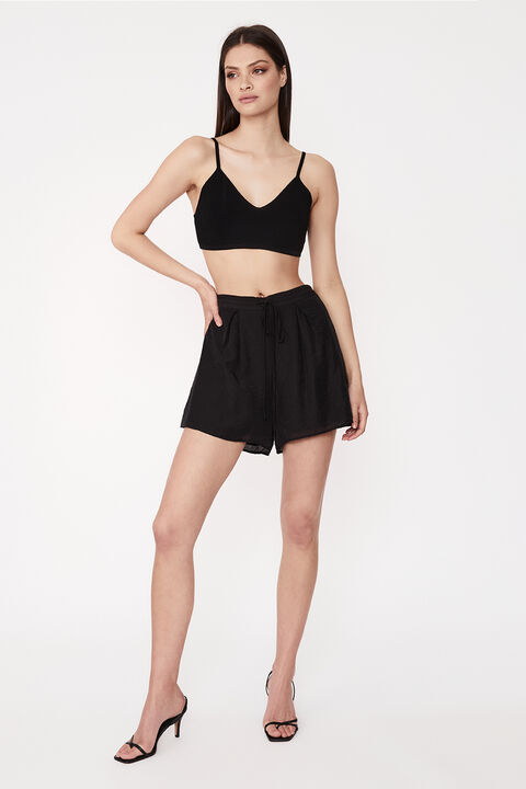 KNIT CROP BRALETTE in colour CAVIAR