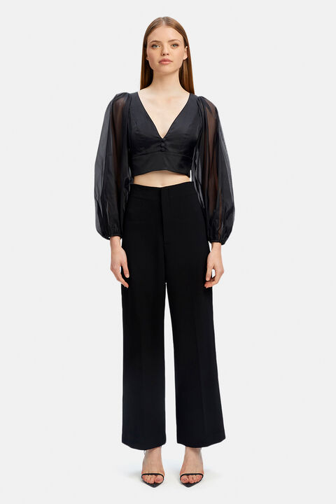 EVA ORGANZA TOP in colour CAVIAR