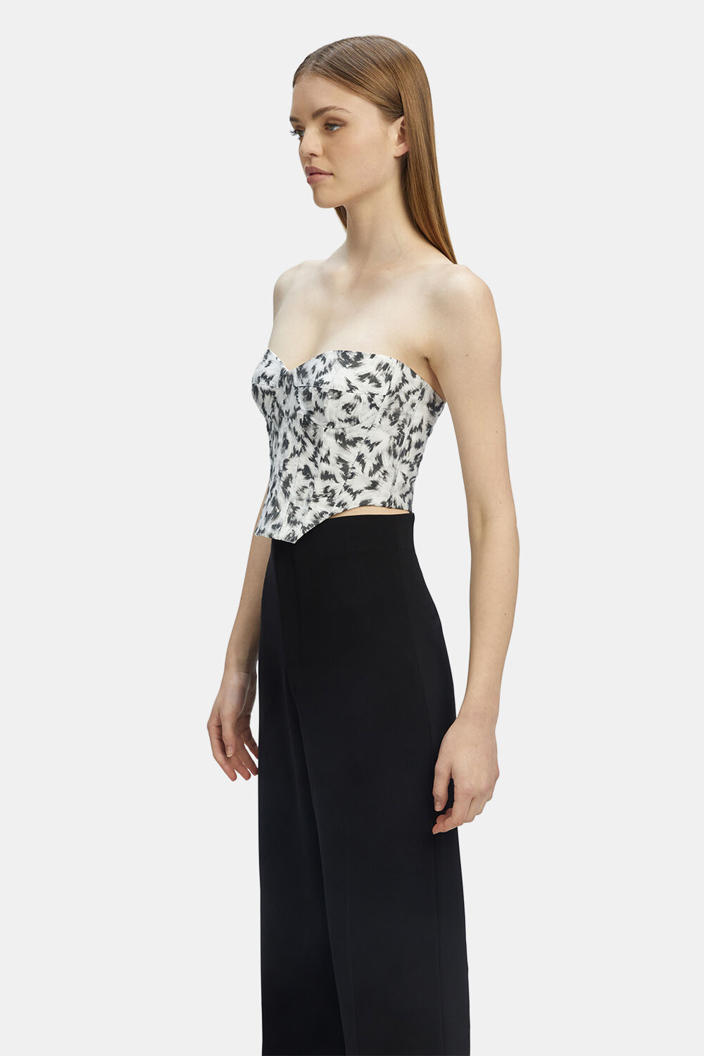 MONOCROME PRINTED BUSTIER in colour ANTHRACITE