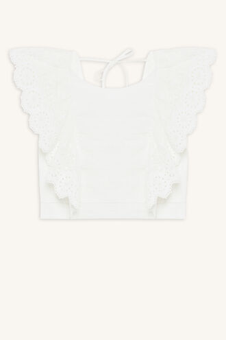 EVAH FRILL TOP in colour CLOUD DANCER