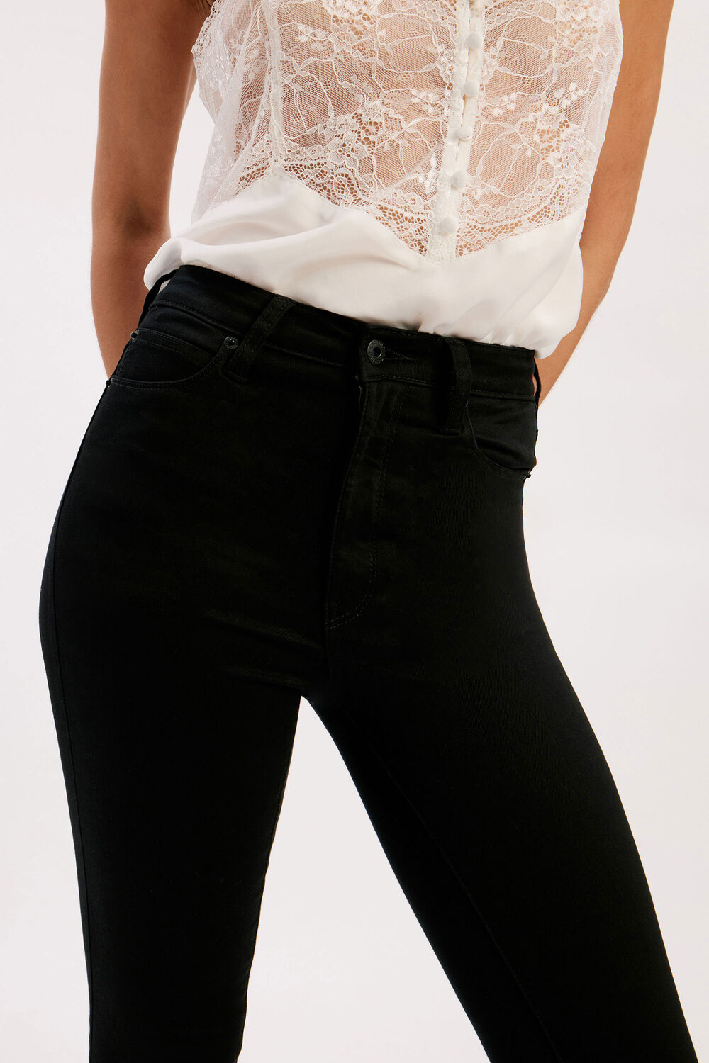 KHLOE SUPER HIGH TALL JEAN in colour CAVIAR