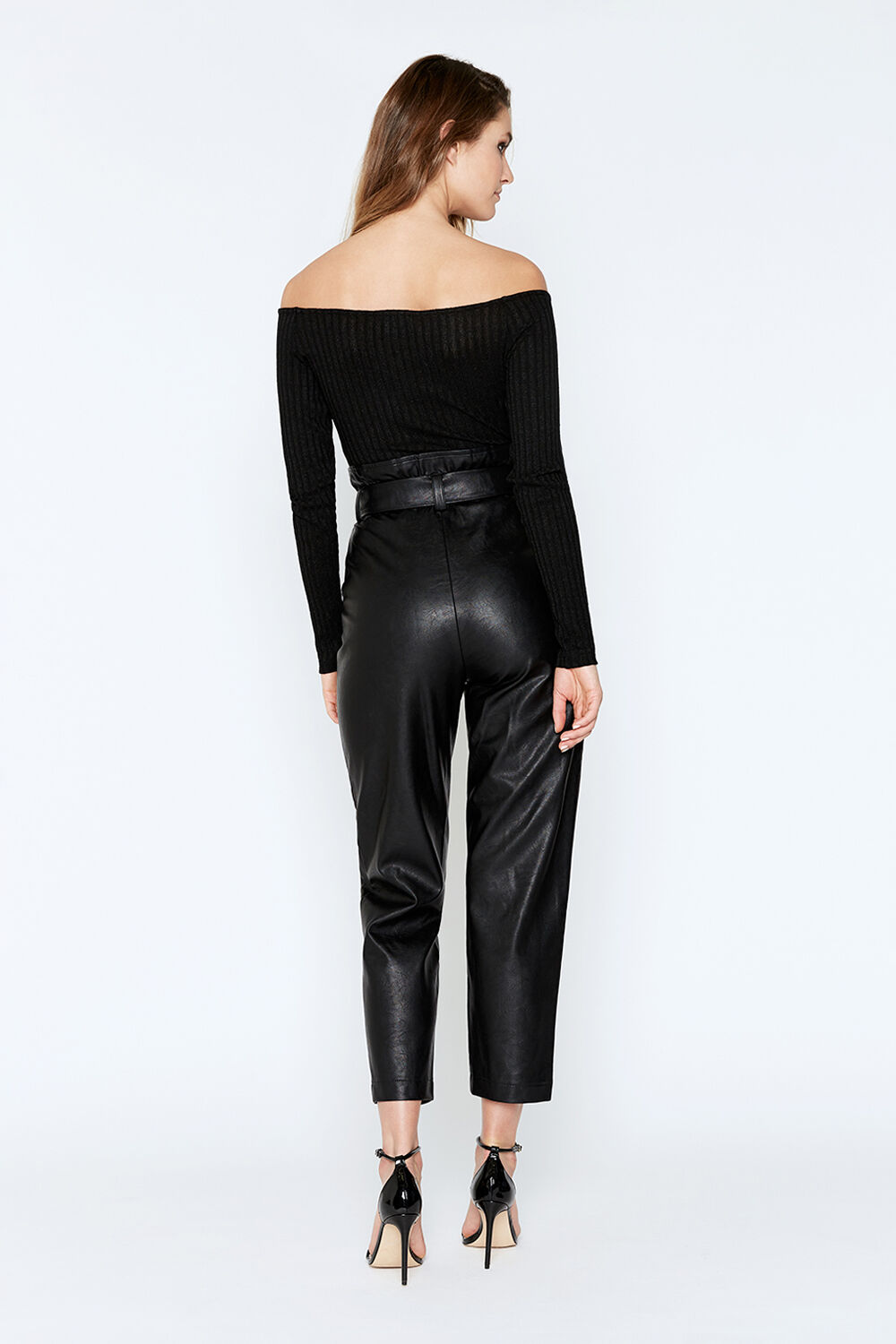 DEBBIE VEGAN LEATHER PANT in colour CAVIAR