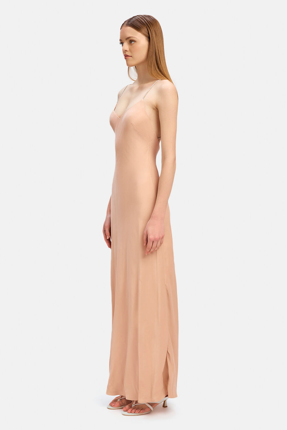 ESME DIAMONTE TRIM SLIP DRESS in colour ROSE CLOUD