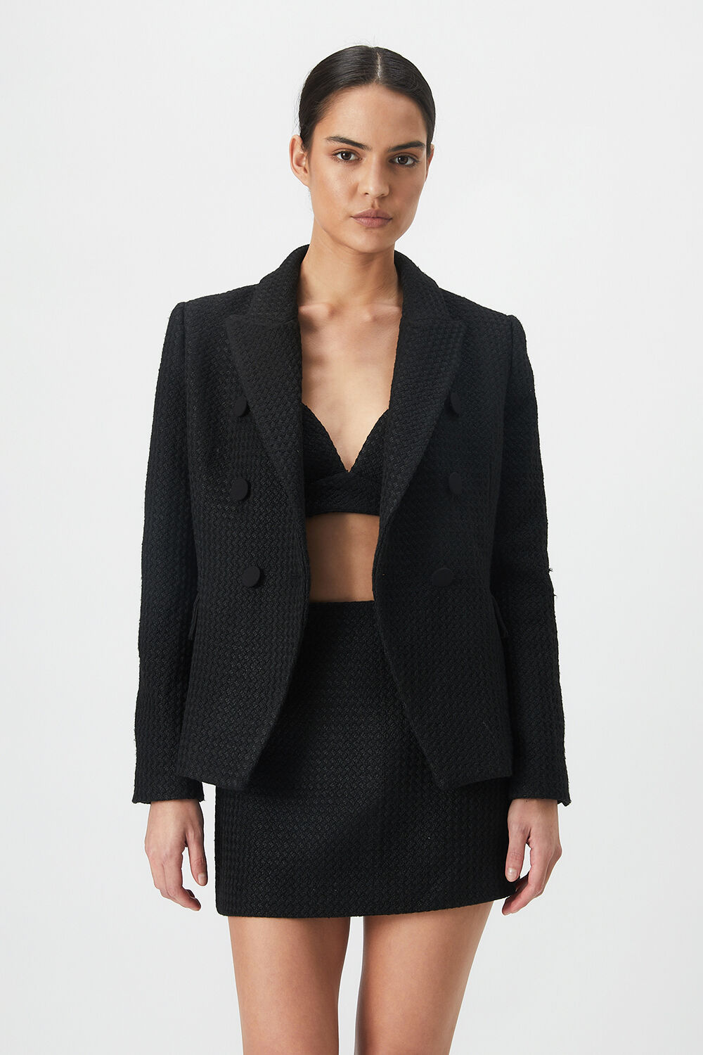 BOUCLE BLAZER in colour CAVIAR