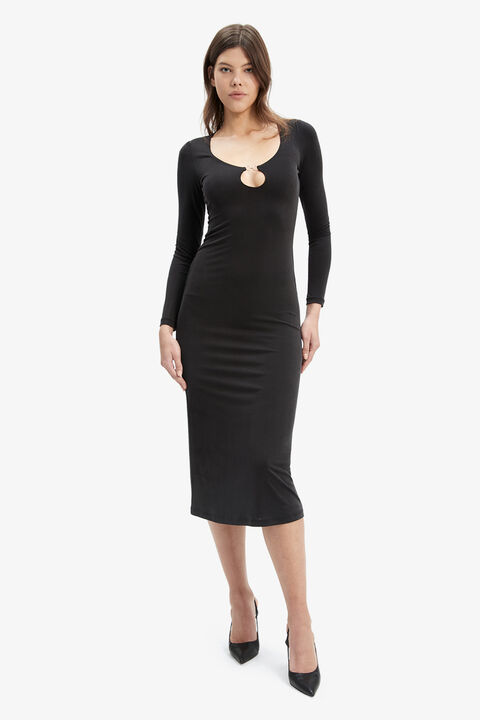 ZANITA MAXI KNIT DRESS in colour CAVIAR