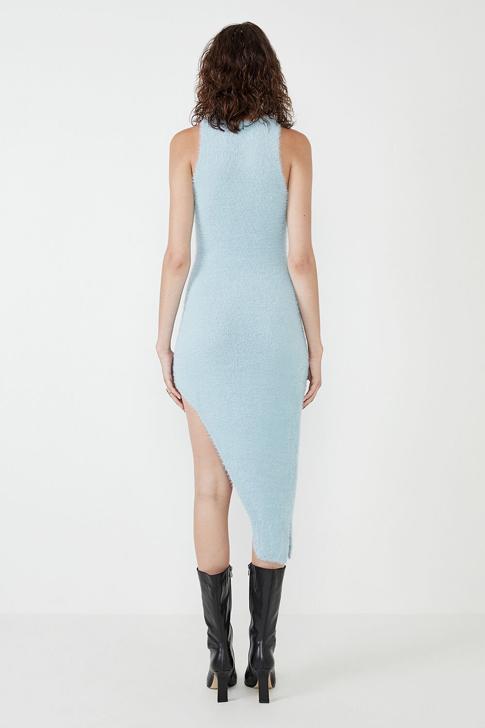 THE FLUFFY KNIT DRESS in colour ASHLEY BLUE