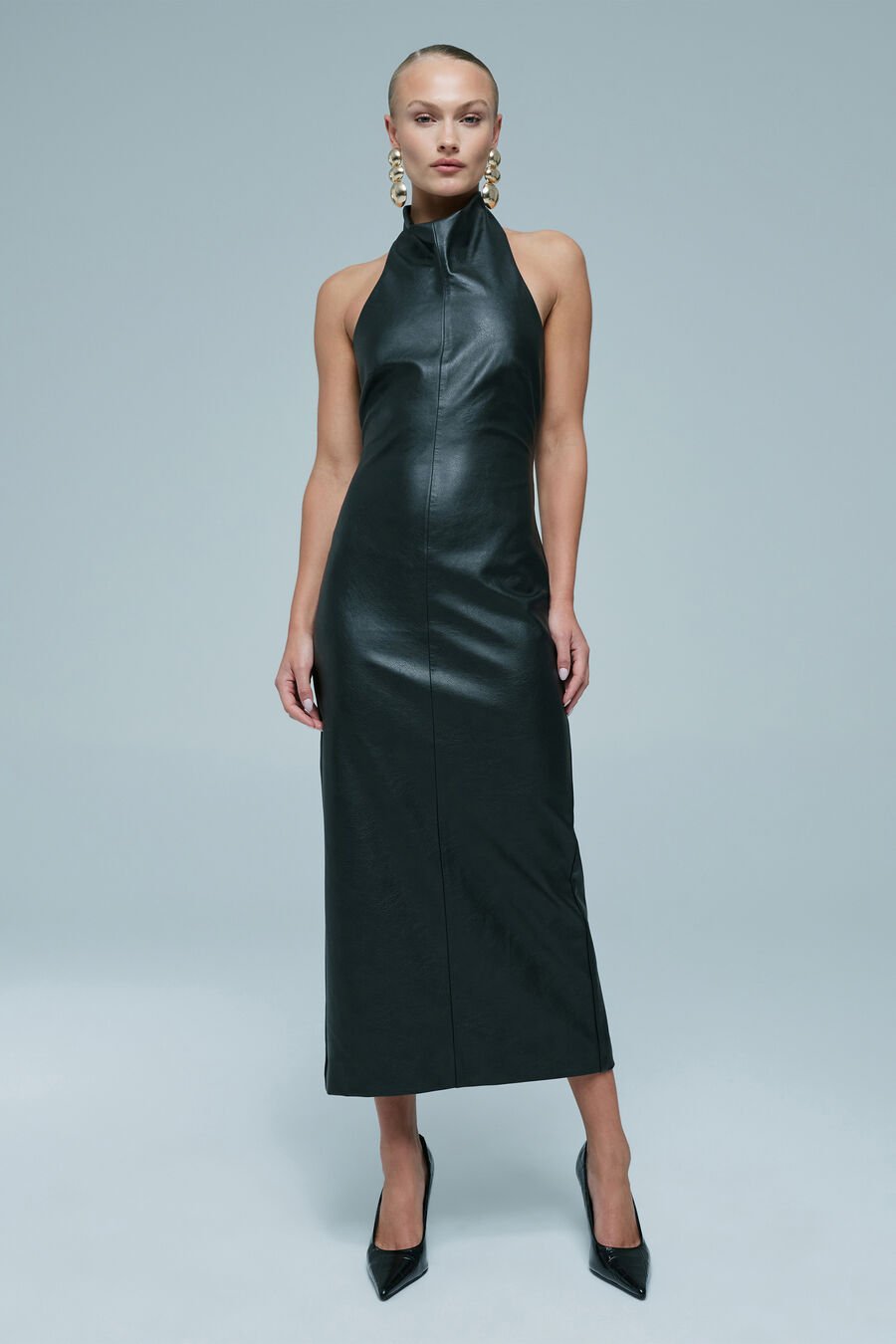 Gina Vegan Leather Midi Dress