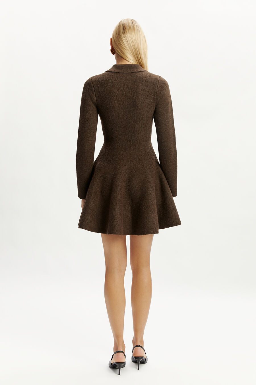 LEXTER LONG SLEEVE KNIT DRESS in colour CHOCOLATE