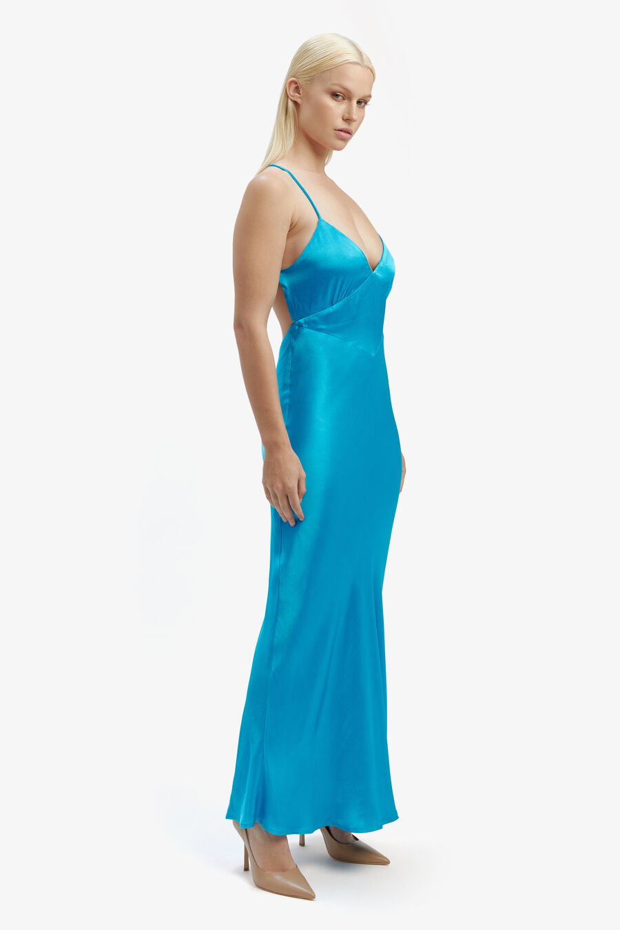 MADELYN MIDI SLIP DRESS in colour MARINE