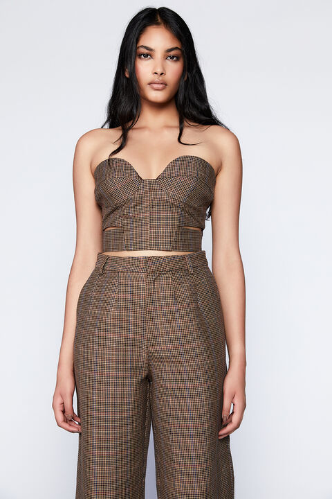 ZIGI CHECK BUSTIER in colour TOBACCO BROWN