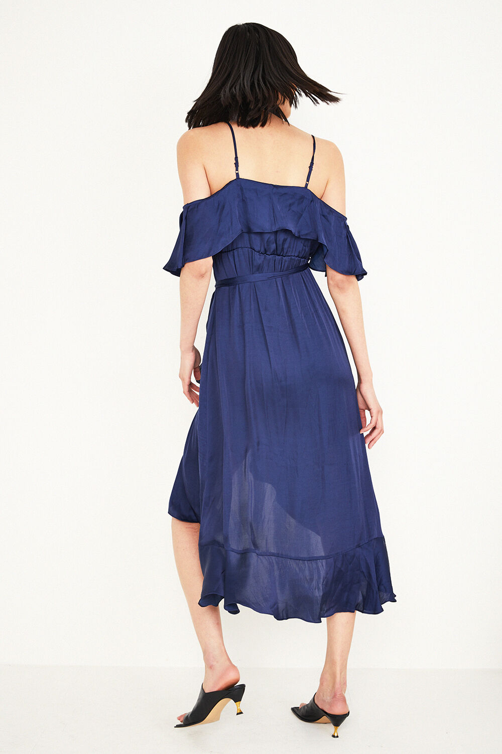 bea cold shoulder ruffle dress