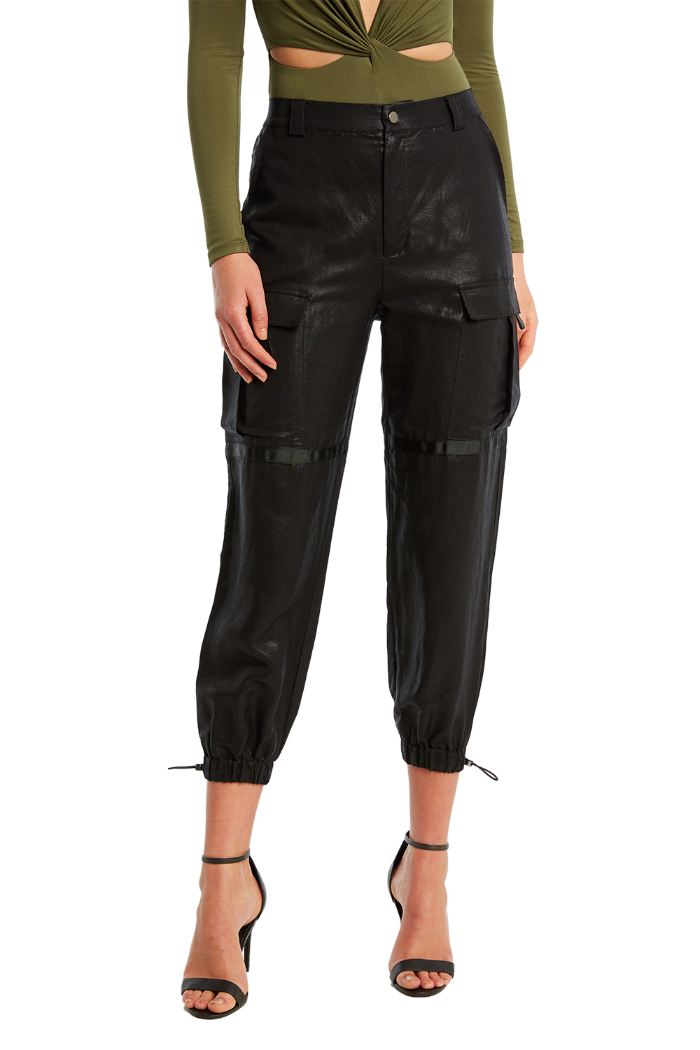 Coated Cargo Pant in Black | Bardot