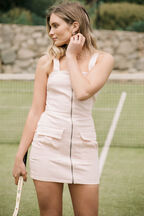 PINK DENIM ZIP DRESS in colour SHRINKING VIOLET