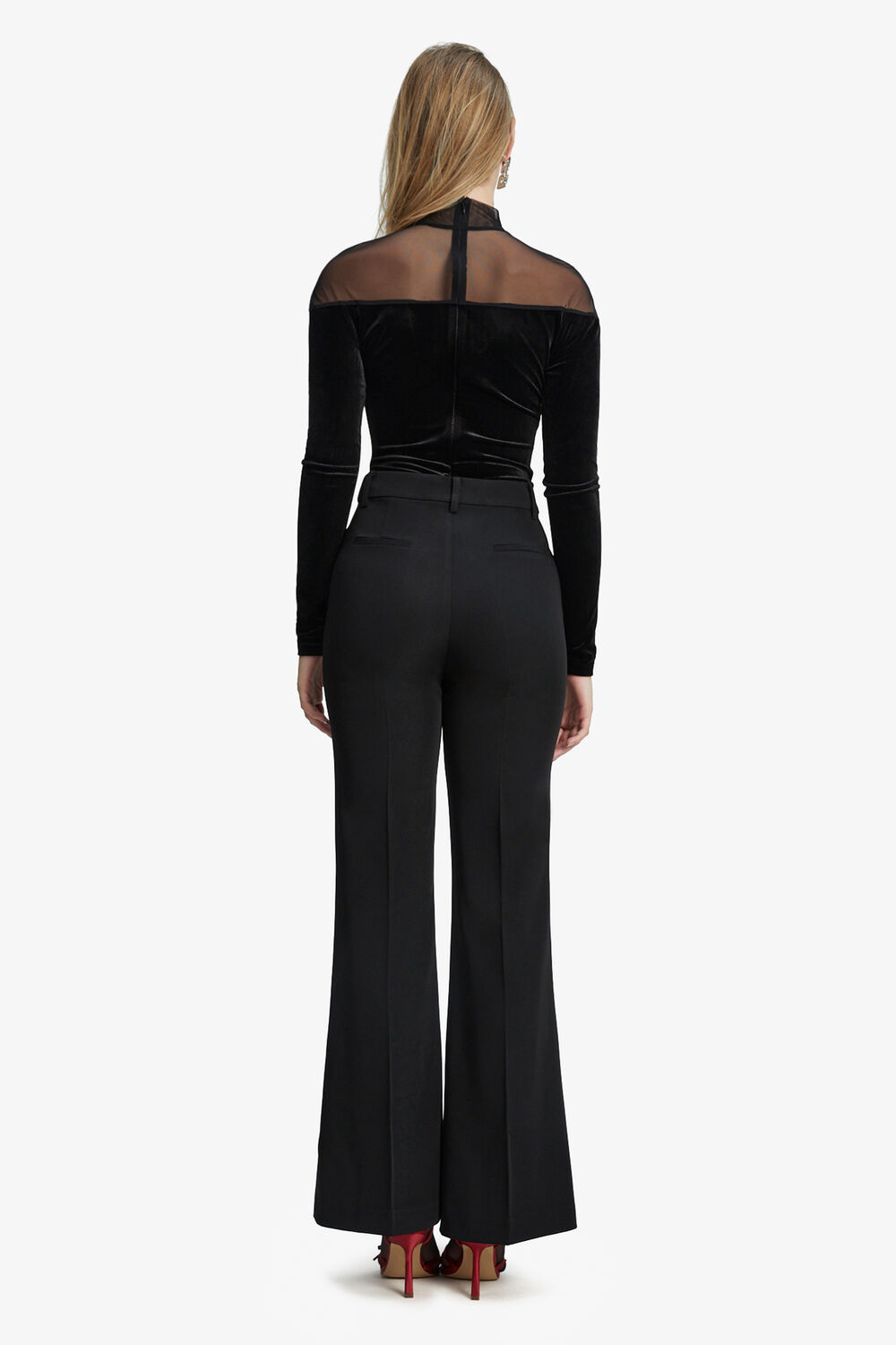 NATALIA VELOUR BODYSUIT in colour CAVIAR