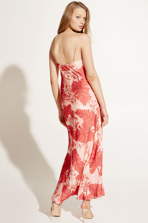 TROPICAL SLIP DRESS in colour MINERAL RED