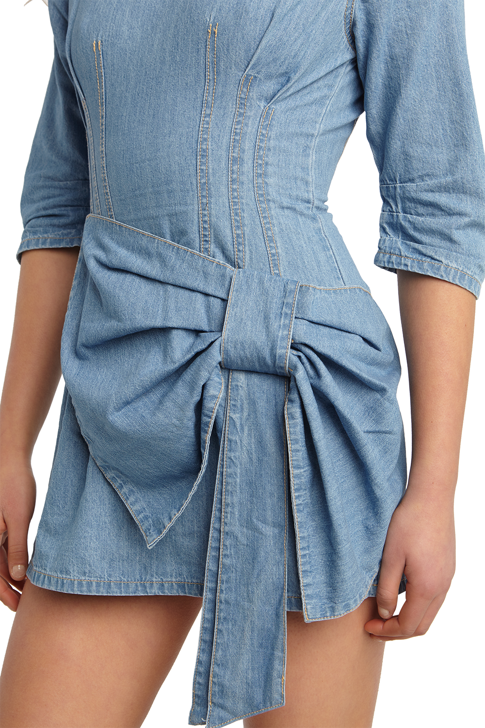 DENIM WATERFALL DRESS in colour WINTER SKY