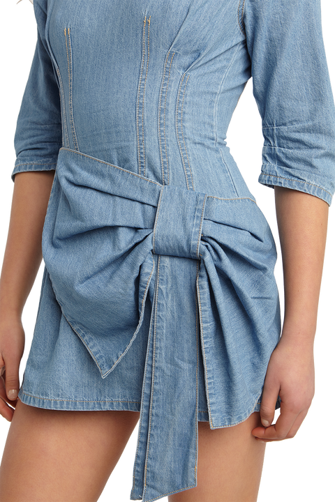 DENIM WATERFALL DRESS in colour WINTER SKY