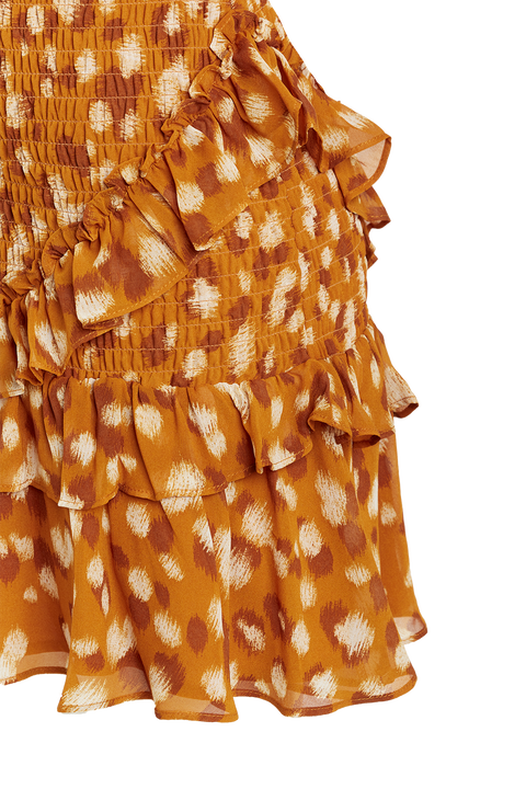 BAMBINA FRILL DRESS in colour GOLDEN OCHRE