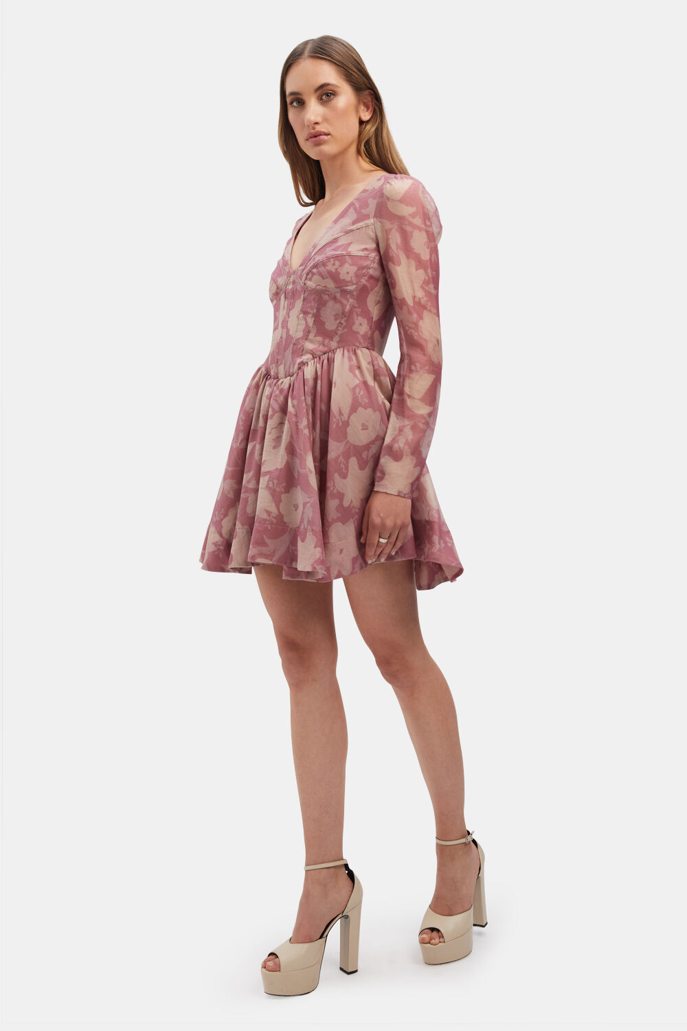 CARMEN MINI CORSET DRESS in colour MELLOW ROSE