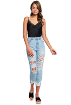 THE MUM JEAN in colour DUSTY BLUE