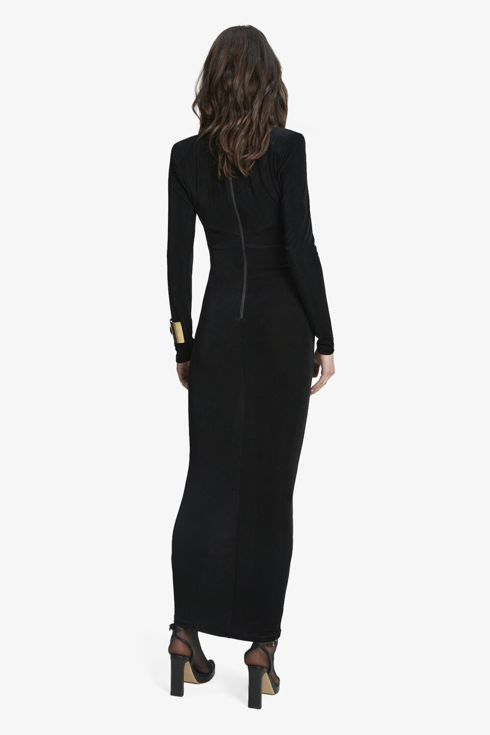 RENO SLINKY KNIT DRESS in colour CAVIAR