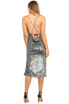 SEQUIN SLIP DRESS in colour GLACIER GRAY