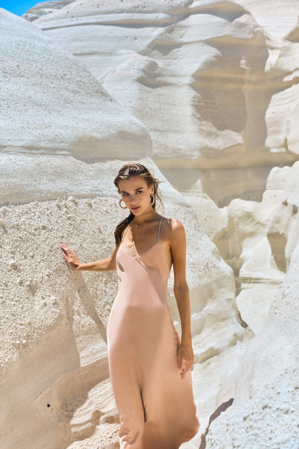 ESME DIAMONTE TRIM SLIP DRESS in colour ROSE CLOUD
