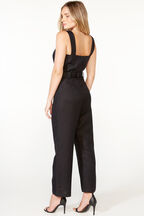 LINEN BUCKLE JUMPSUIT in colour CAVIAR