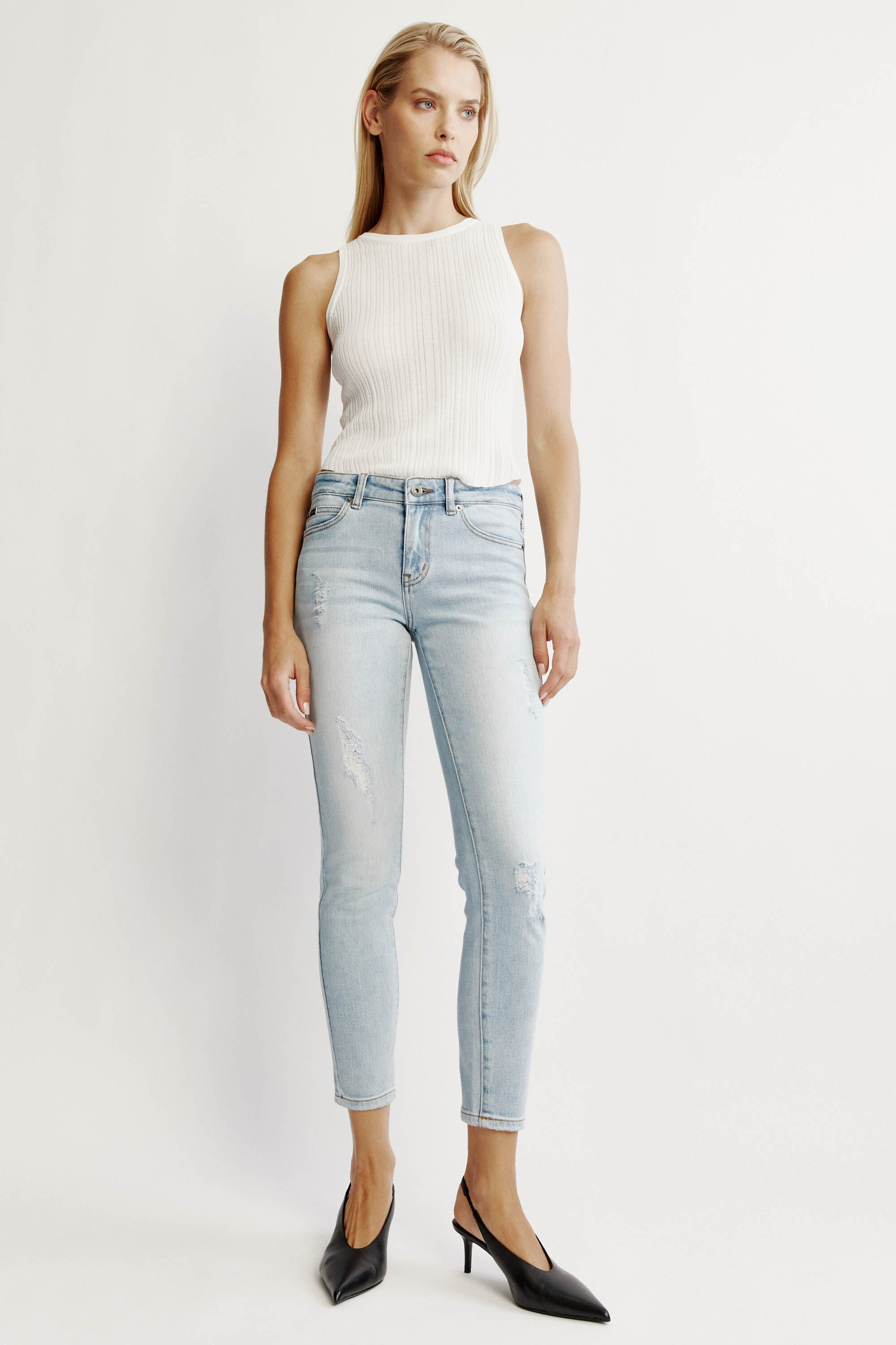 Kate Low Rise Jean in Mid Blue | Bardot