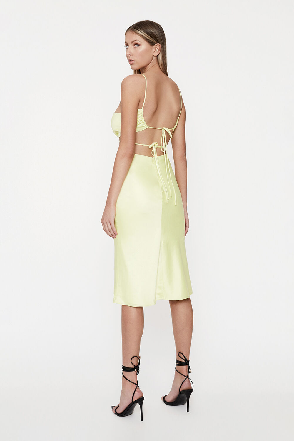 MINA CUT OUT SLIP DRESS in colour LEMONADE