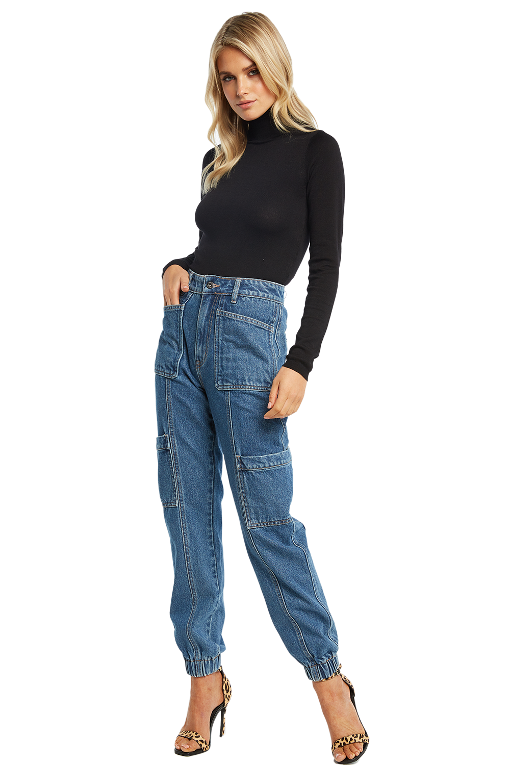 red patch jeans