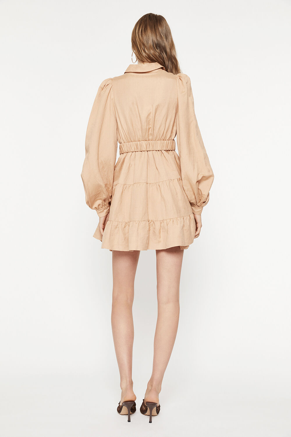 The Mini Shirt Dress in Tan | Bardot
