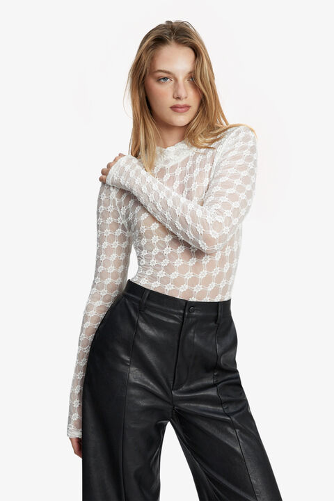 ADONI MESH BODYSUIT in colour BRIGHT WHITE