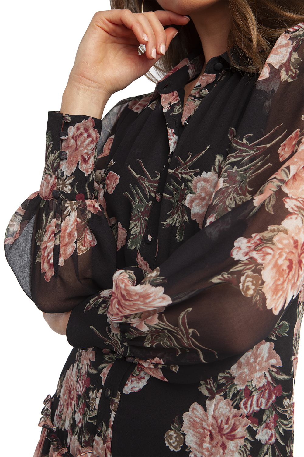 NAVY FLORAL DRESS in colour ESTATE BLUE