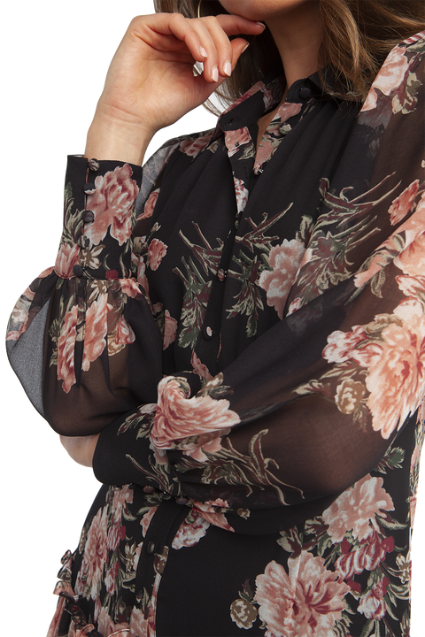 NAVY FLORAL DRESS in colour ESTATE BLUE